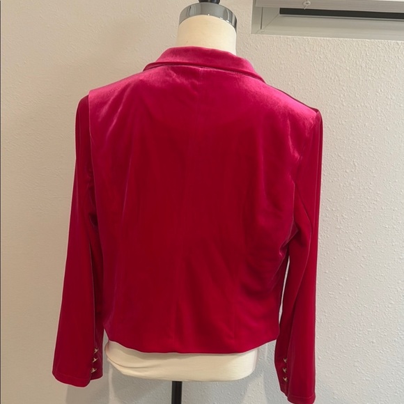 Allegra K Pink Velvet Cropped Blazer - Picture 3 of 5